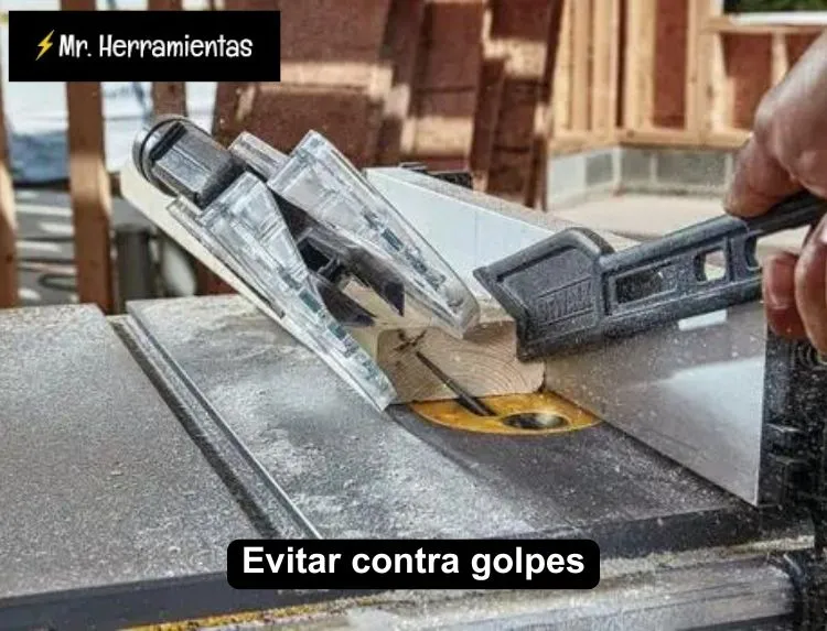 ajustar la sierra de mesa para evitar contra golpes