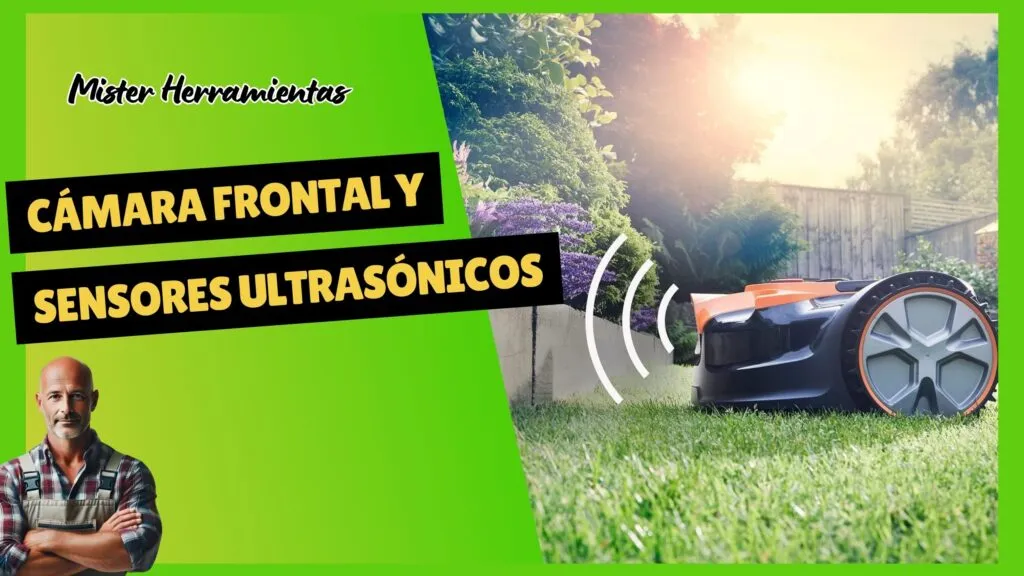 Robot LawnMaster VBRM16 detectando un obstáculo con sensores ultrasónicos