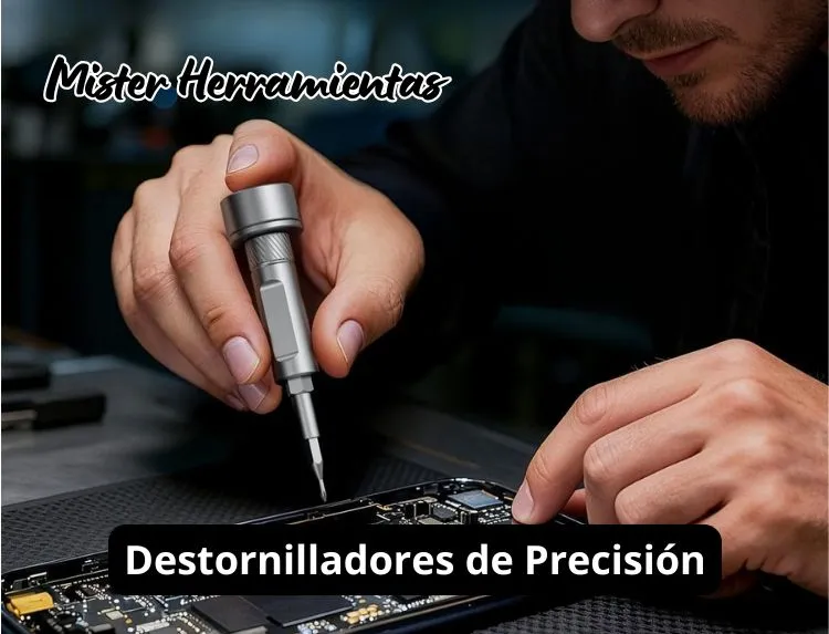 Persona utilizando un destornillador de precisión sobre la placa de un teléfono móvil