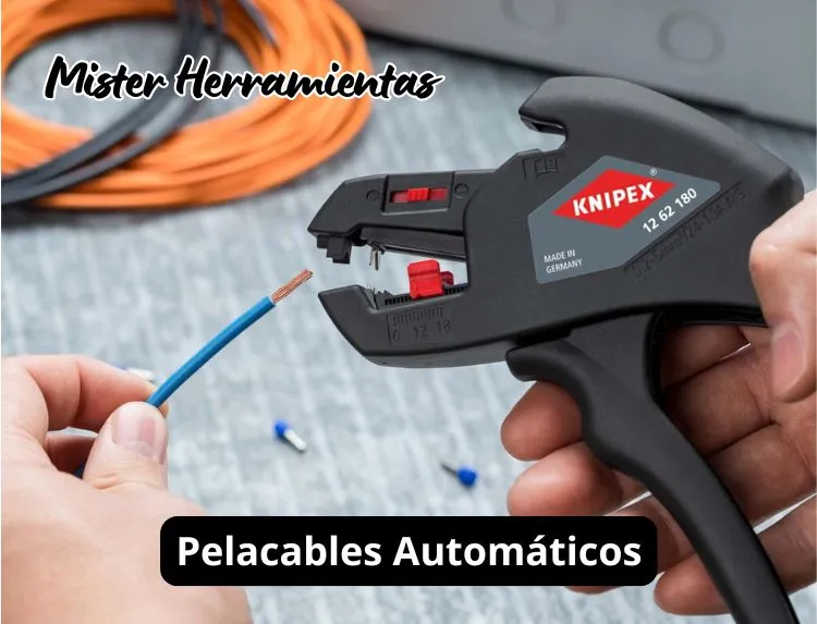 Pelacables automático Knipex preparado para pelar un cable eléctrico