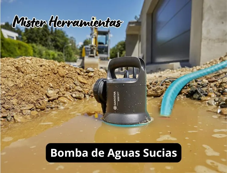 bomba de aguas sucias sumergible sacando agua de una zanja