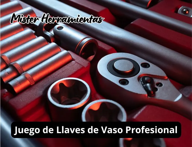 Juego de llaves de vaso profesional con carraca, vasos y accesorios en maletín