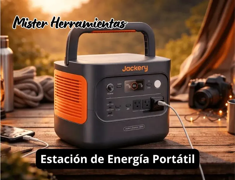 estación de energía portátil Jackery en una acampada alimentando dispositivos
