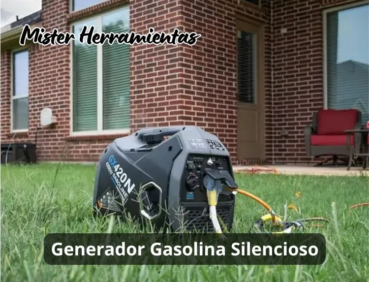generador inverter silencioso en jardín alimentando una casa con electricidad