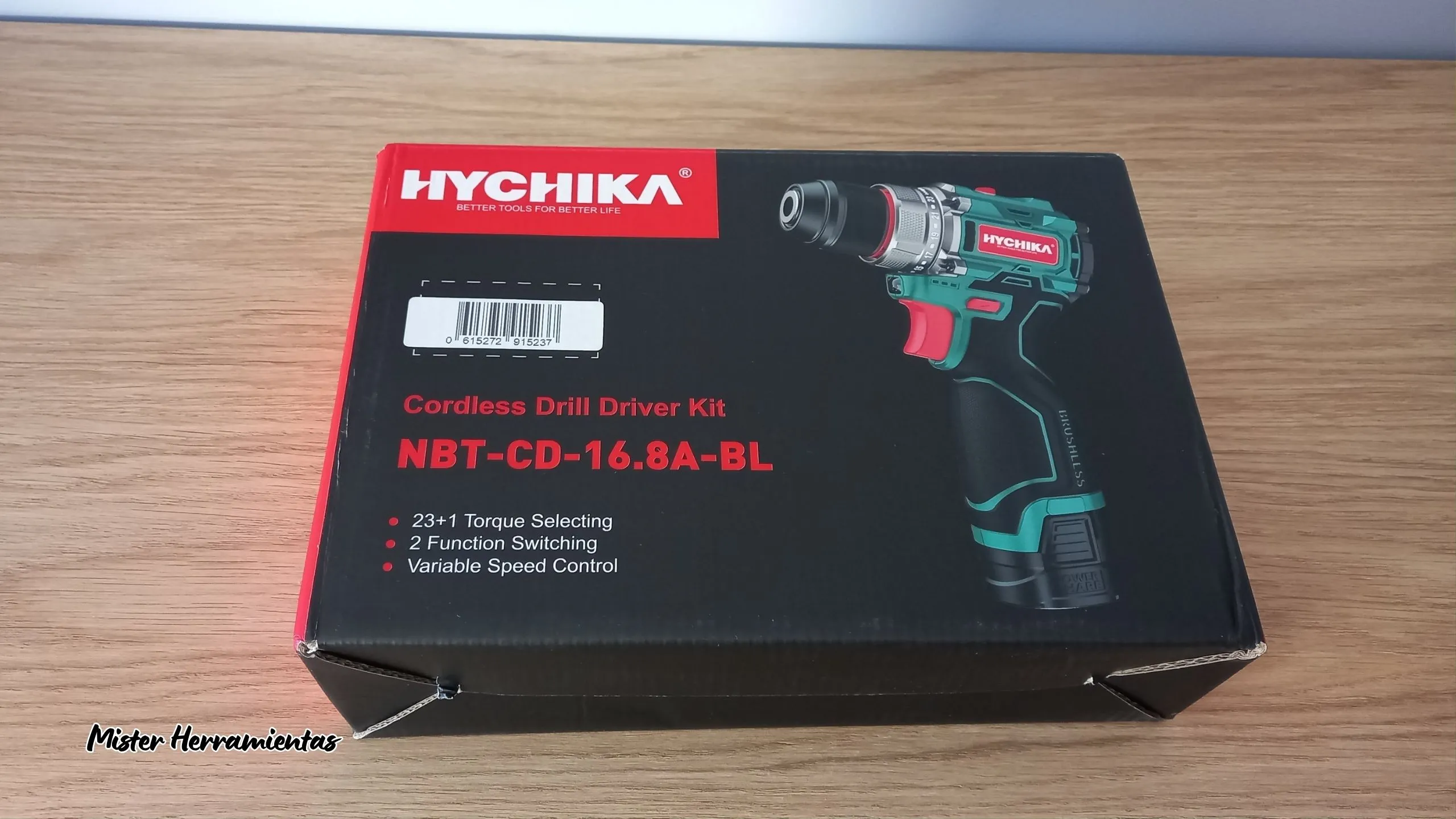 caja del taladro atornillador hychika 16,8v con kit de accesorios