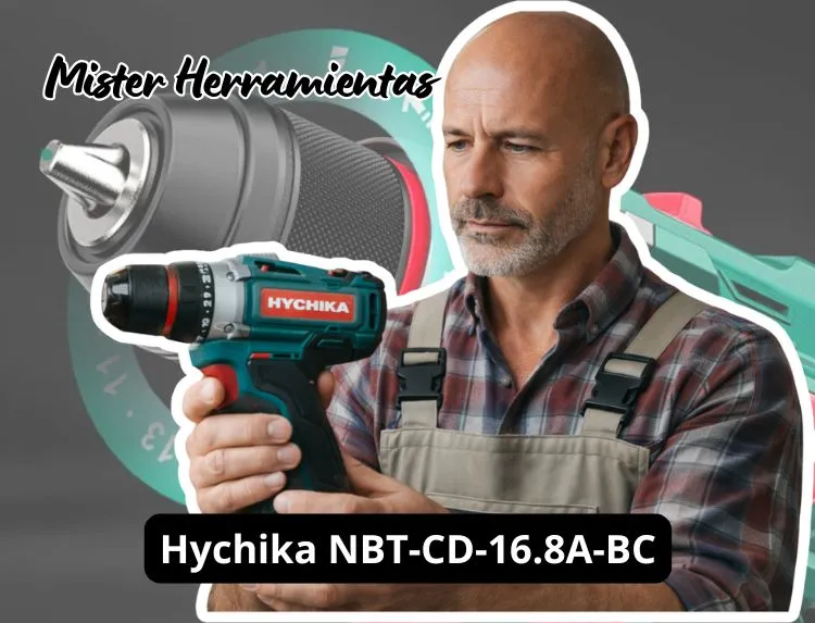 taladro atornillador hychika 16,8v con mandril metálico en uso