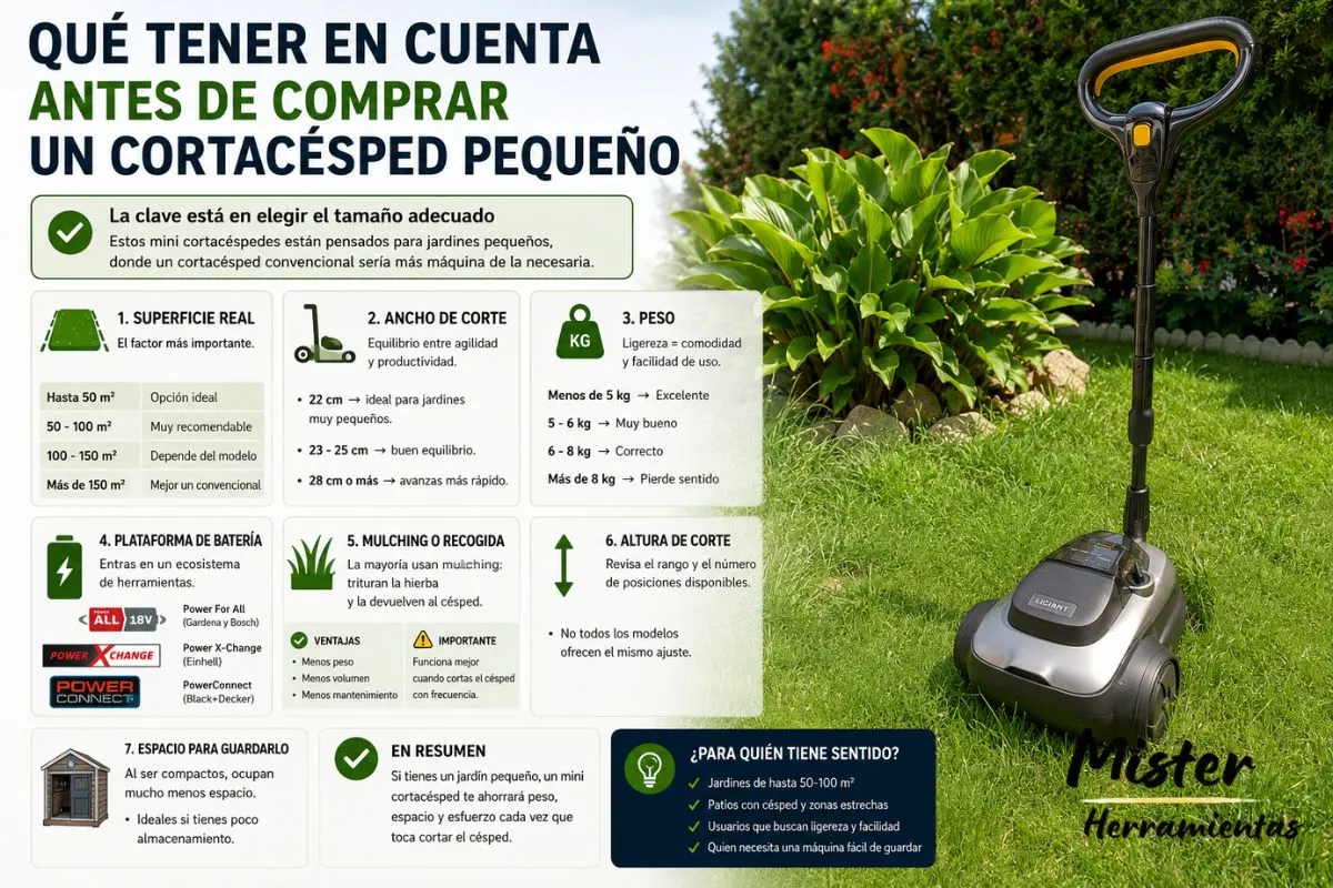 Cortacésped pequeño de batería Ligiant utilizado en un jardín de pequeñas dimensiones