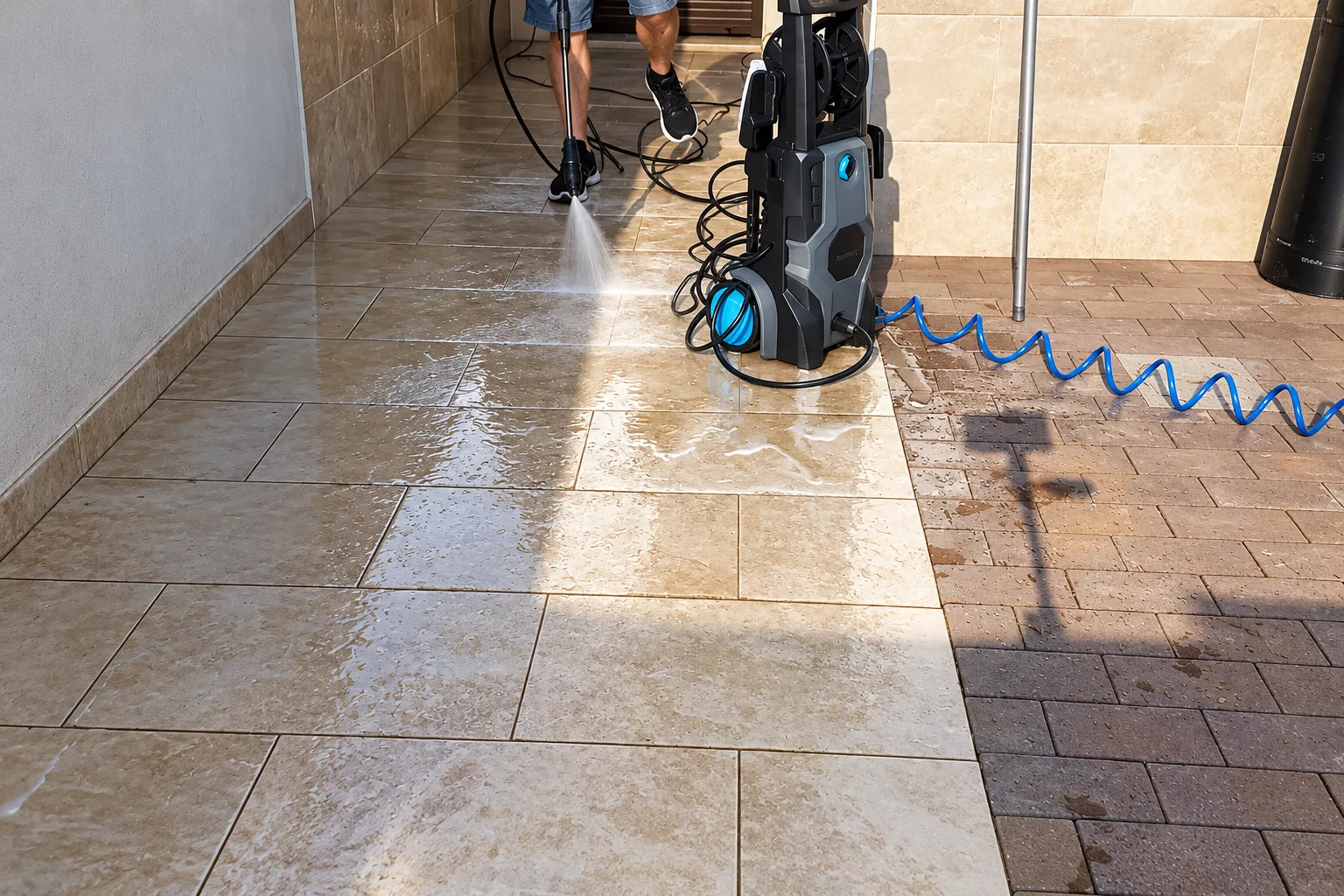 Limpieza del pavimento de una terraza con la Cecotec HydroBoost 2400 AdvanceClean